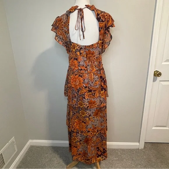Julia Jordan Orange and Purple Midi Dress - Picture 5 of 10